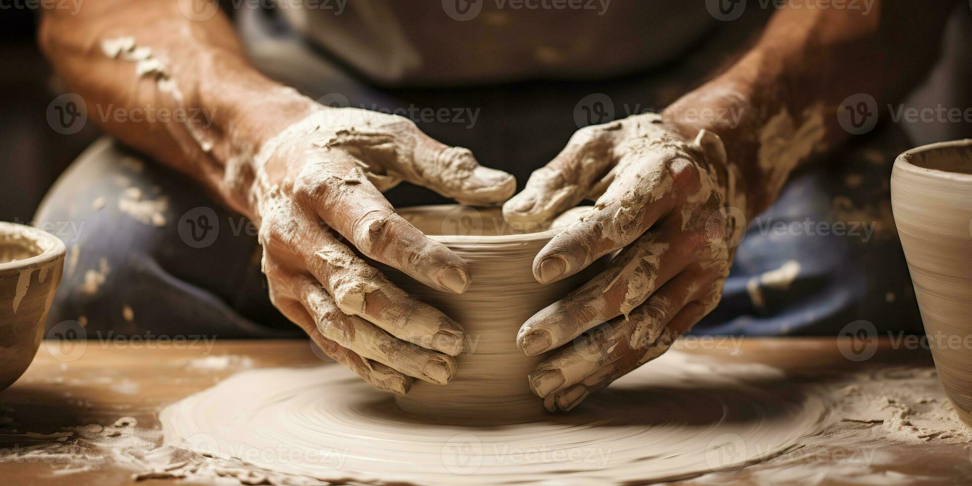 ai gerado. ai generativo. cerâmica cerâmica estúdio mão fez trabalhos manuais. escultura arte processo criação arte decoração vibe. gráfico arte foto