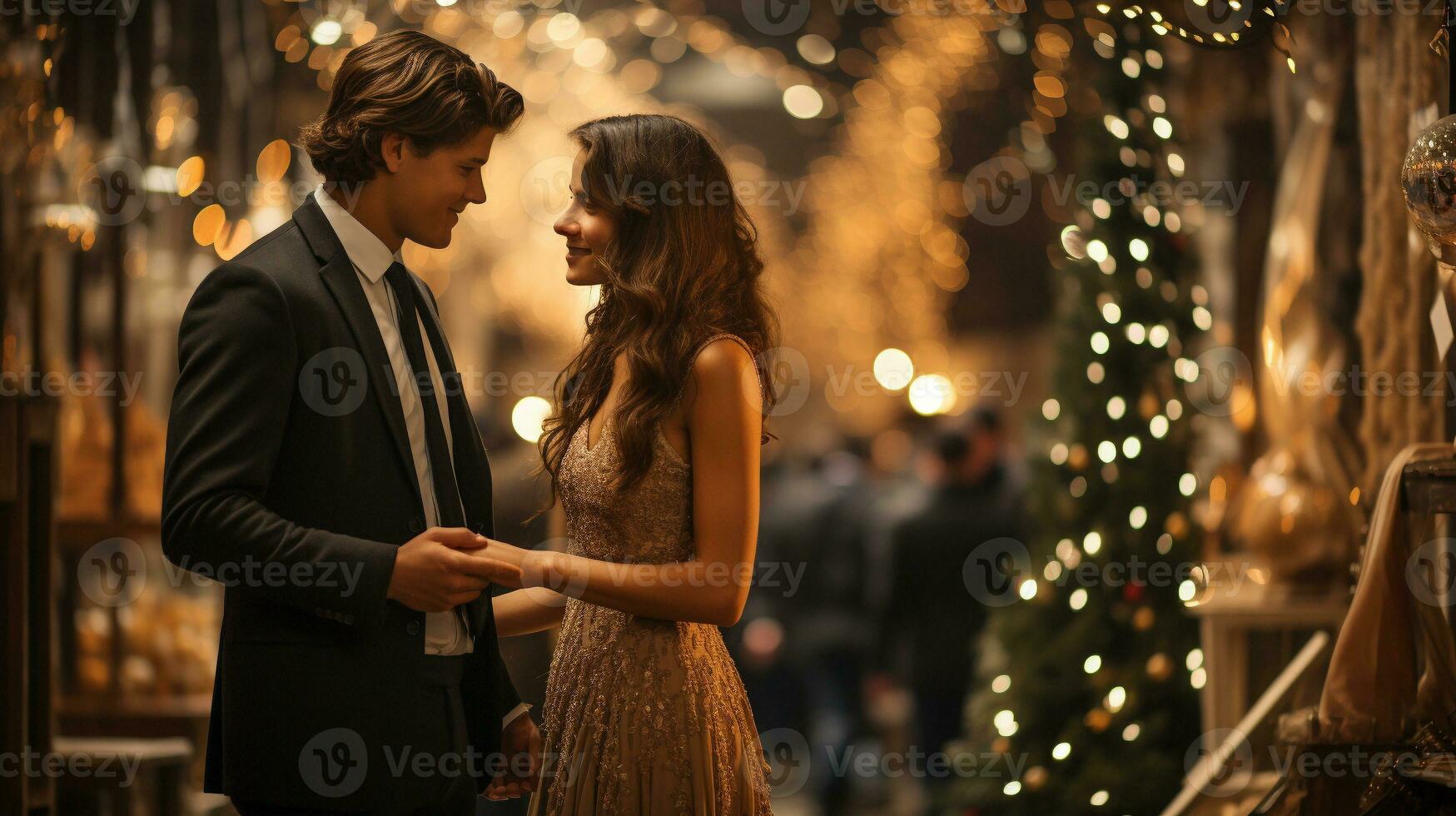 feliz jovem adulto casal desfrutando a feriado festa juntos - generativo ai. foto