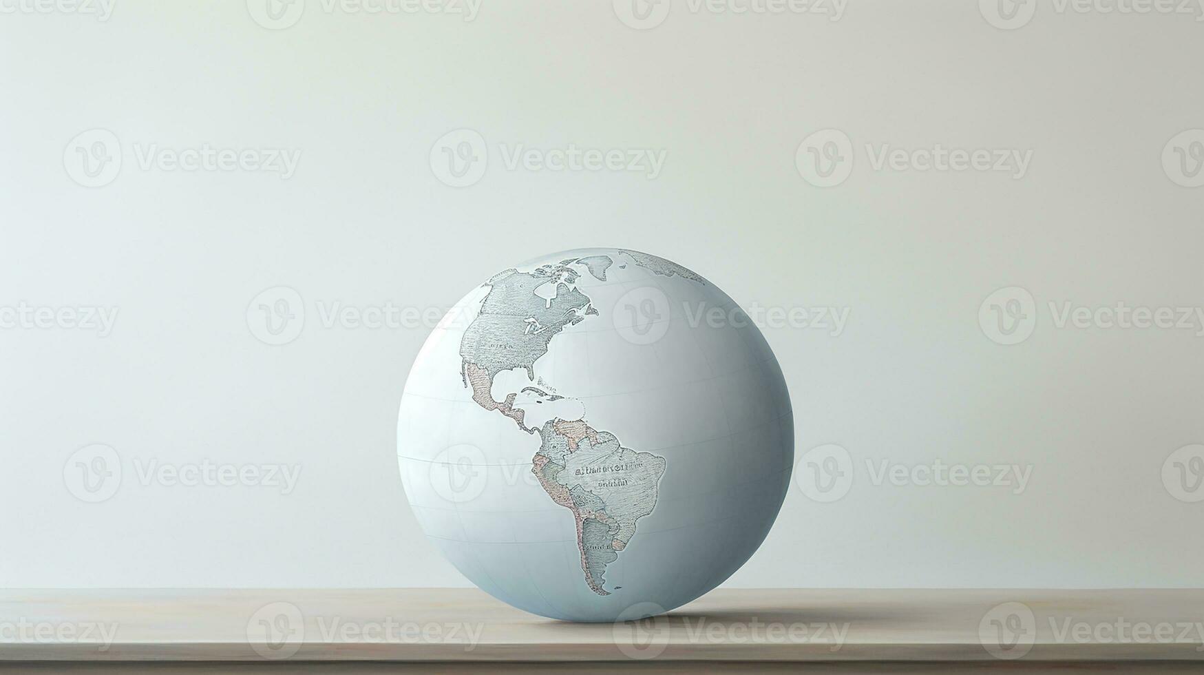 uma globo em uma branco fundo com uma mapa do a mundo ai generativo foto