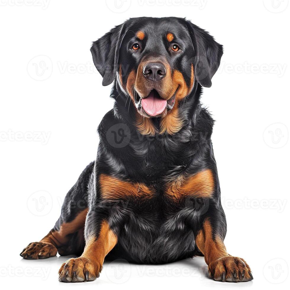 rottweiler em branco fundo. generativo ai foto