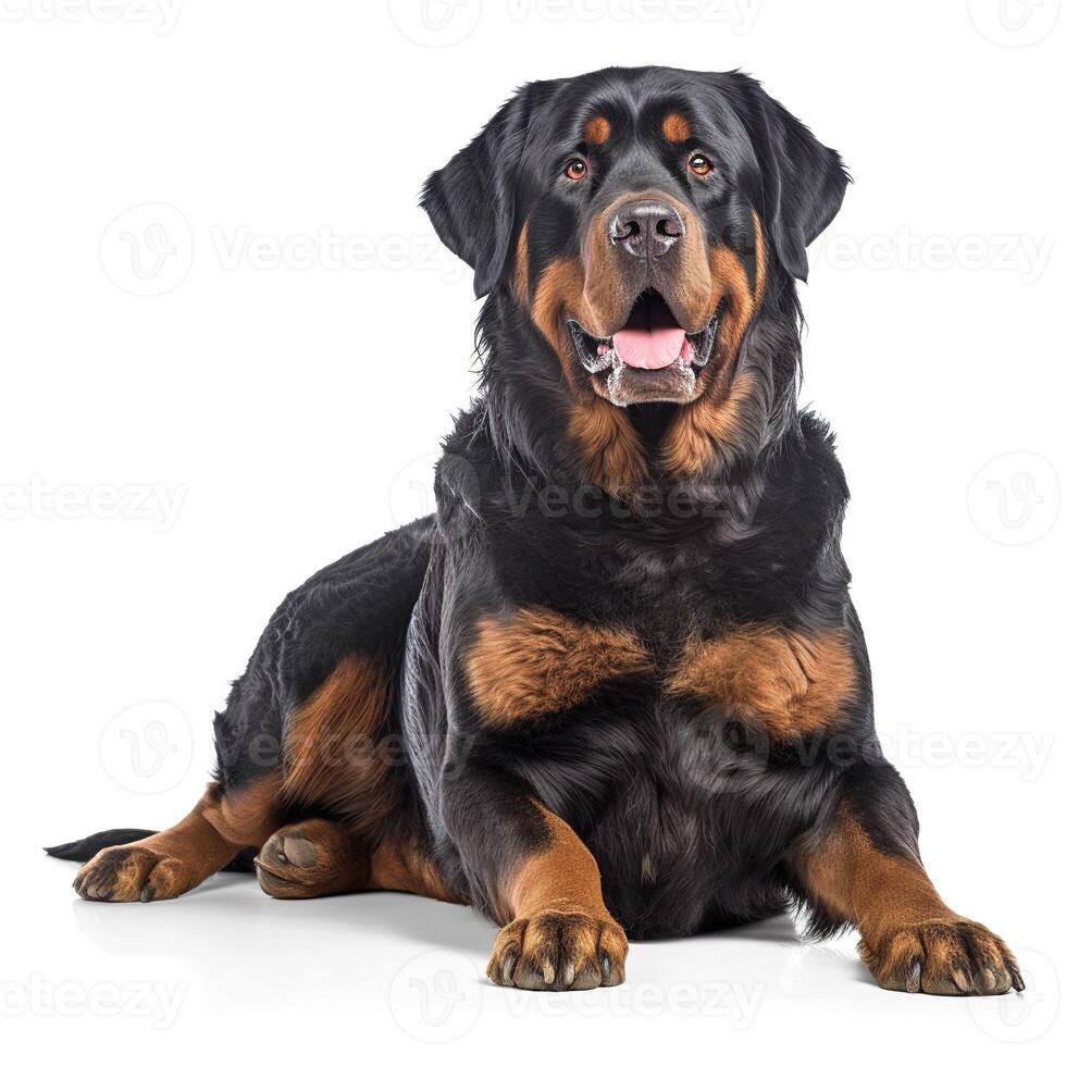 rottweiler em branco fundo. generativo ai foto