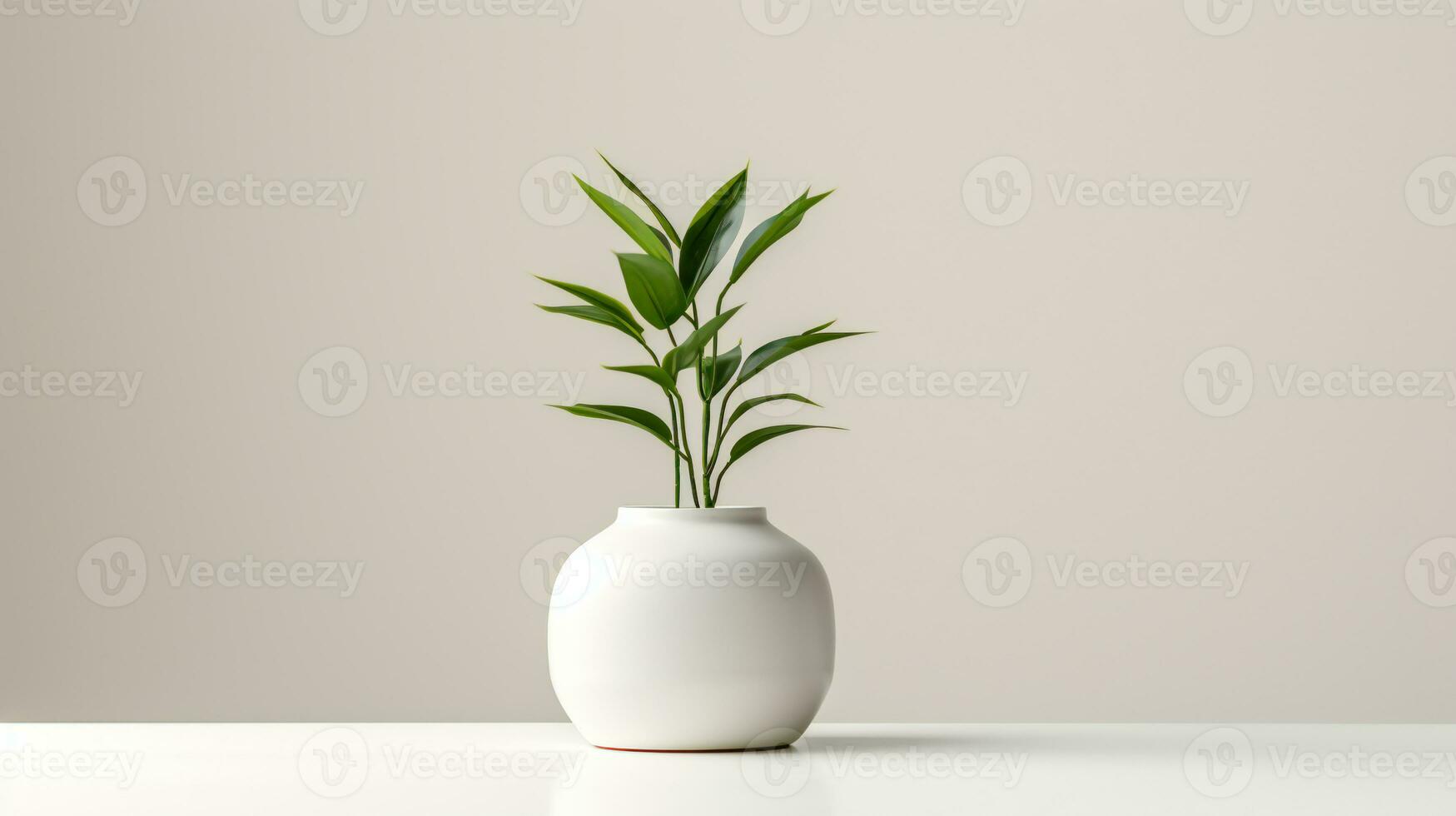 uma branco vaso com uma verde plantar dentro isto ai generativo foto
