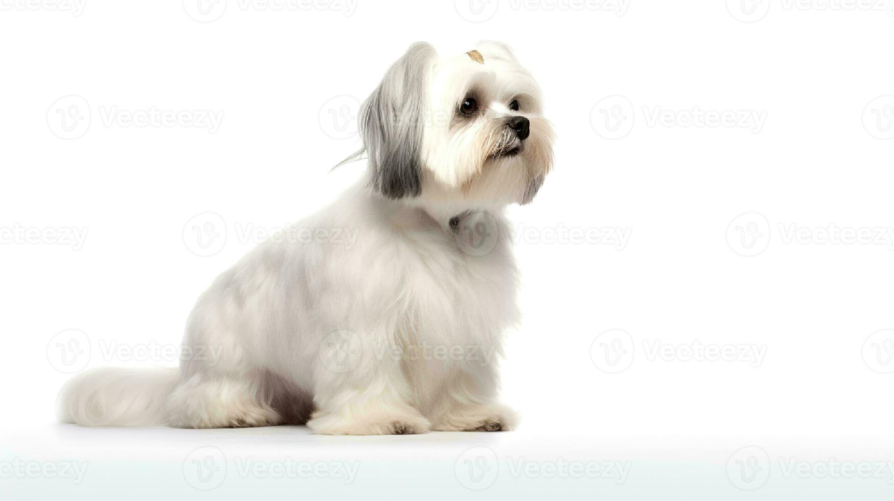 foto do uma lhasa apso em branco fundo. generativo ai