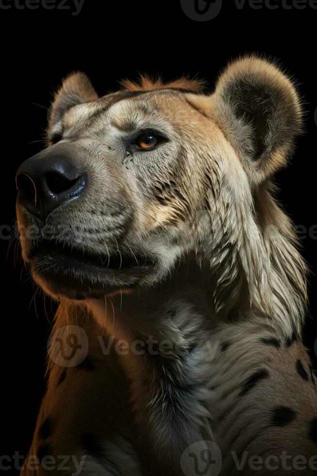foto do hiena em Preto fundo. generativo ai