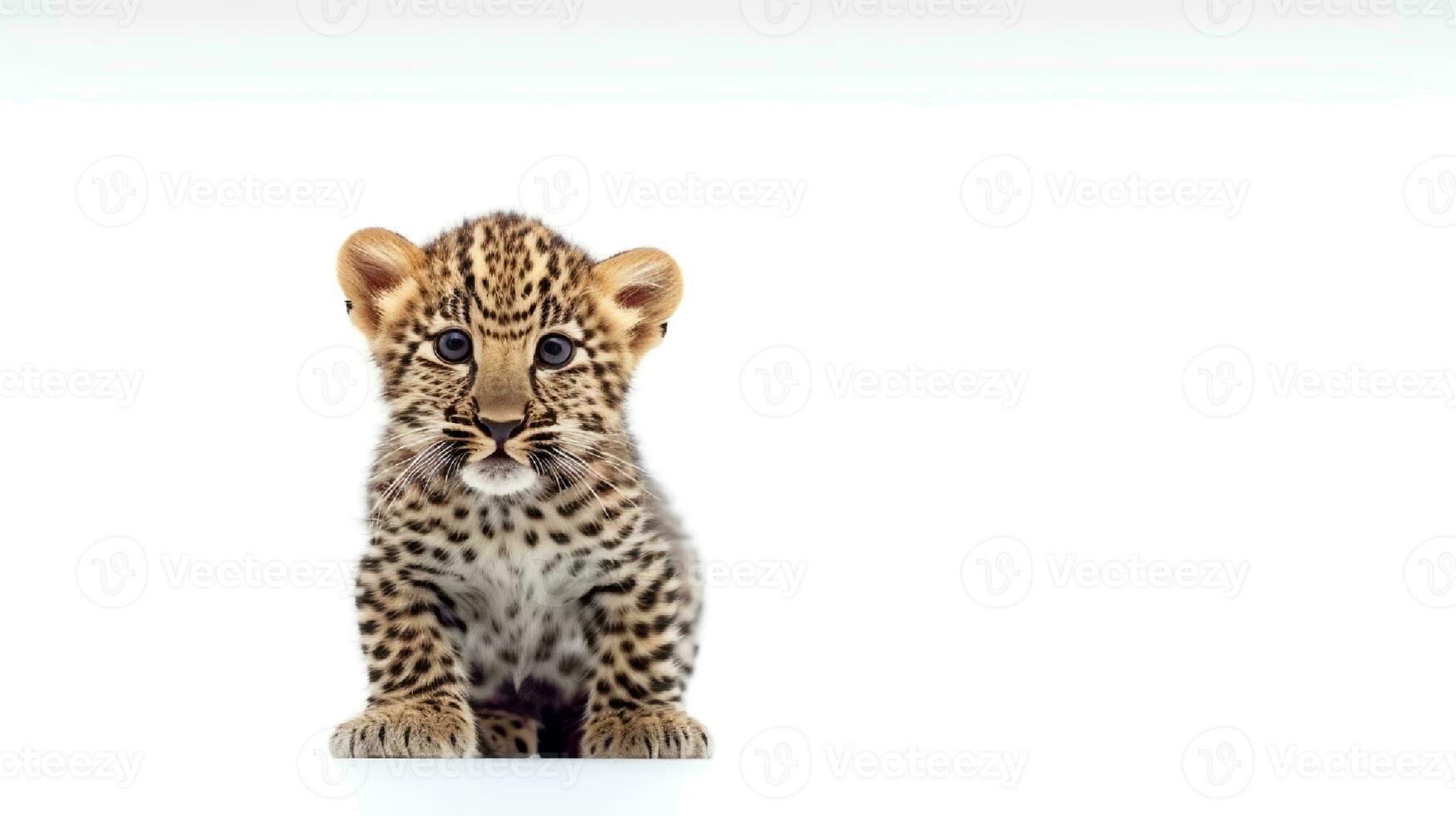foto do uma leopardo em branco fundo. generativo ai
