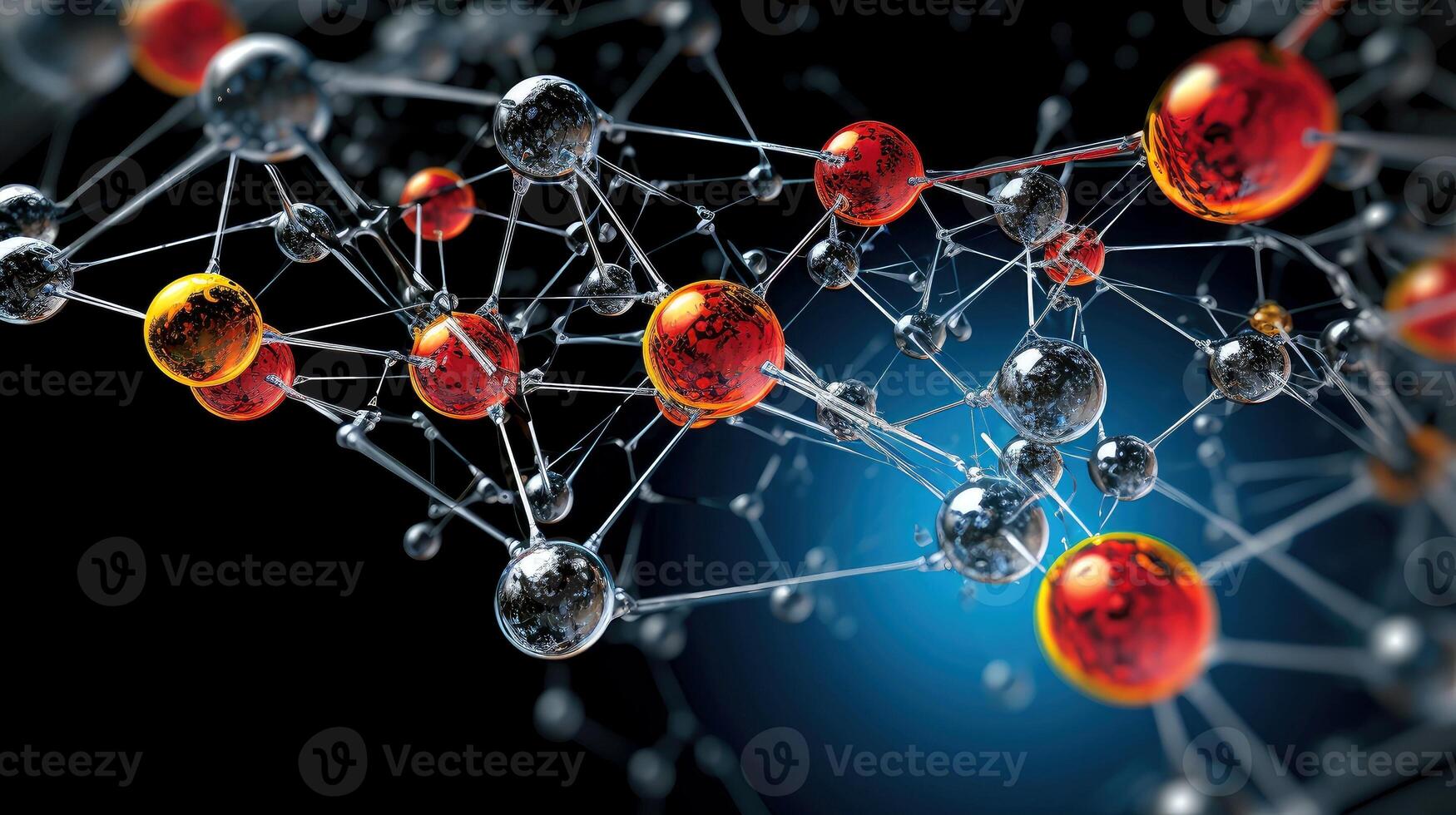 médico estudos do molecular estruturas. Ciência dentro a serviço do humano. tecnologias do a futuro dentro nosso vida. molécula do remédio modelo, generativo ai ilustração foto