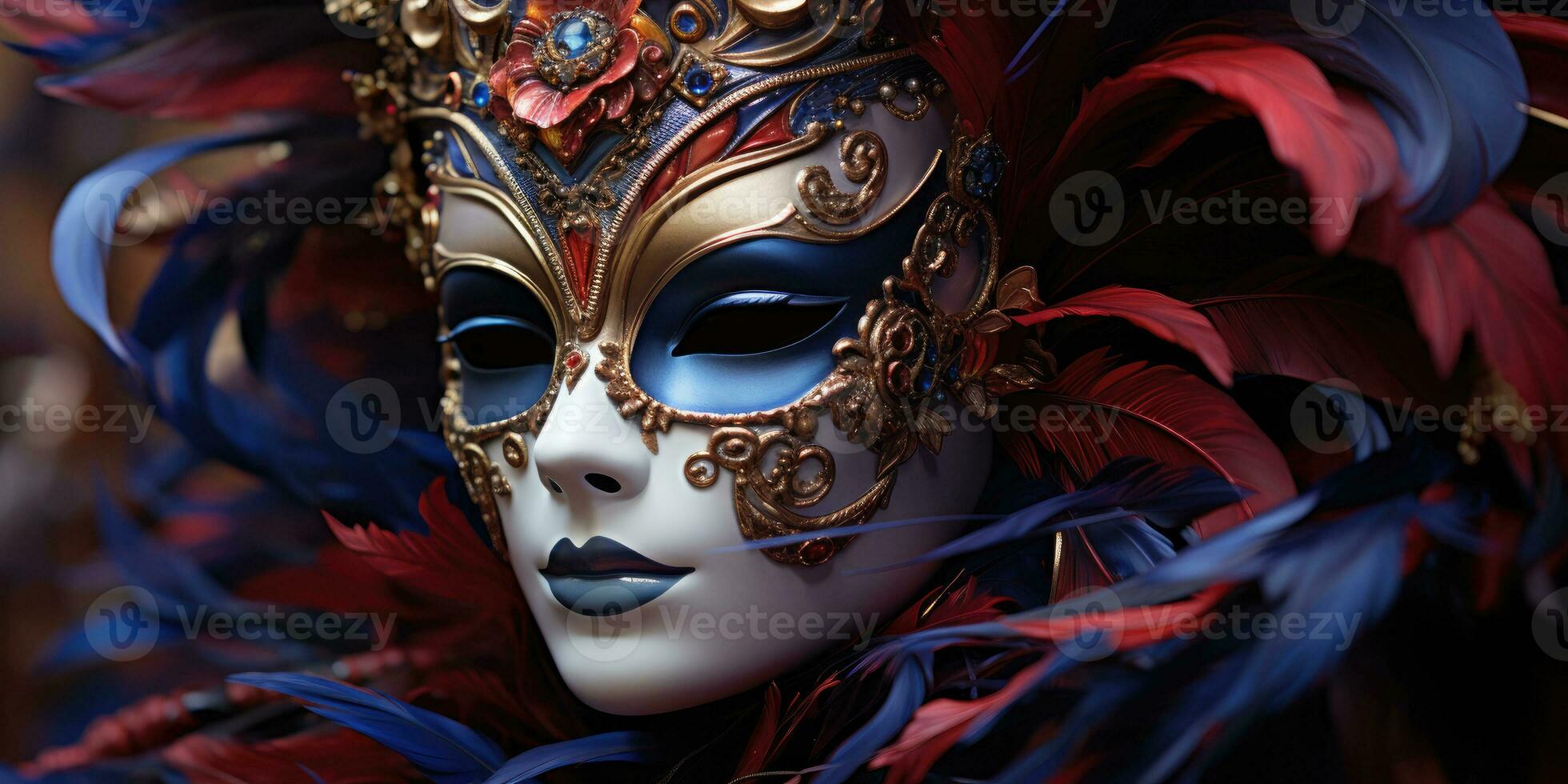 magnífico veneziano máscaras. carnaval. generativo ai foto