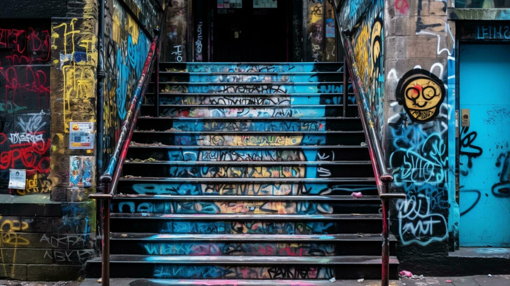 escada e parede estilo grafite fundo foto