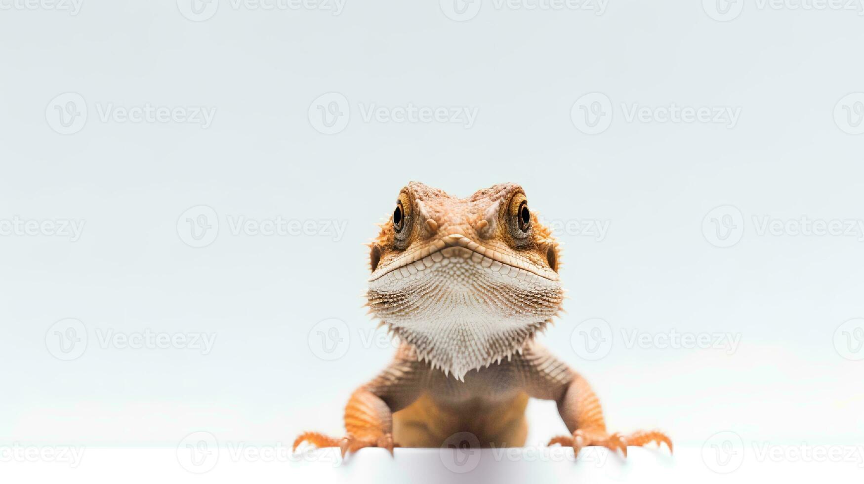 foto do uma barbudo Dragão em branco fundo. generativo ai