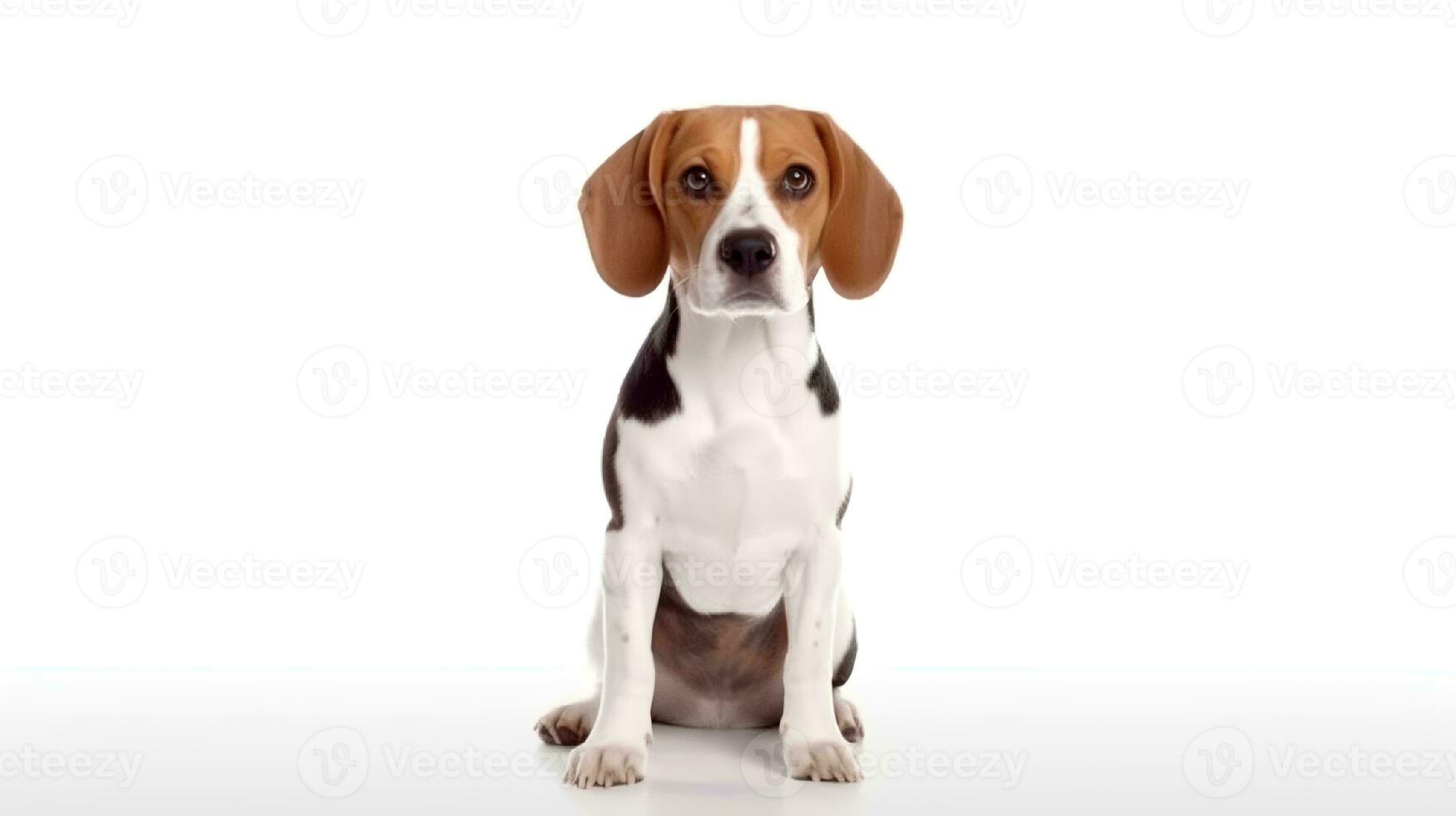 foto do uma beagle em branco fundo. generativo ai