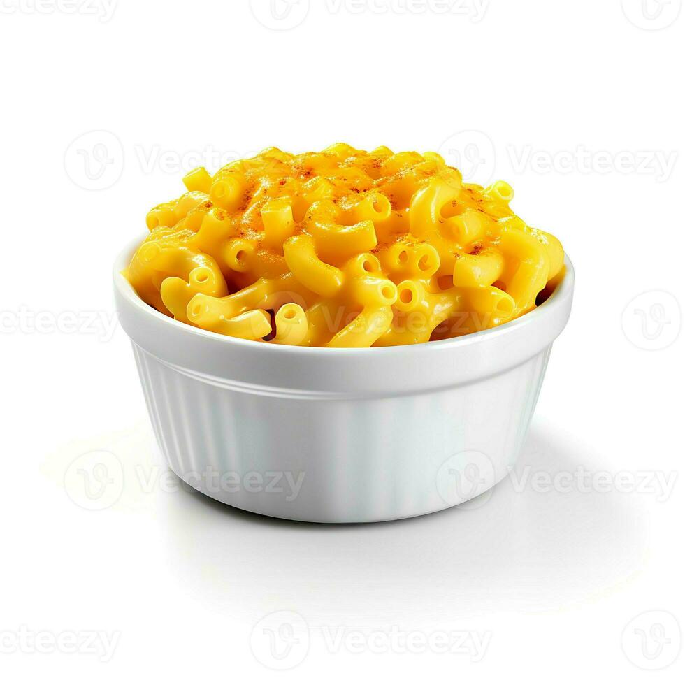 Comida fotografia do Mac e queijo em tigela isolado em branco fundo. generativo ai foto