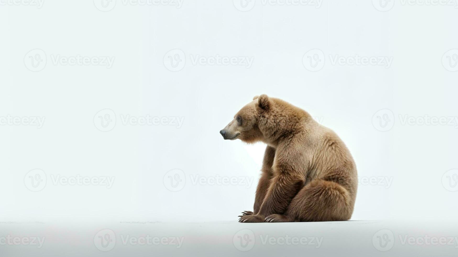 foto do uma americano Urso em branco fundo. generativo ai