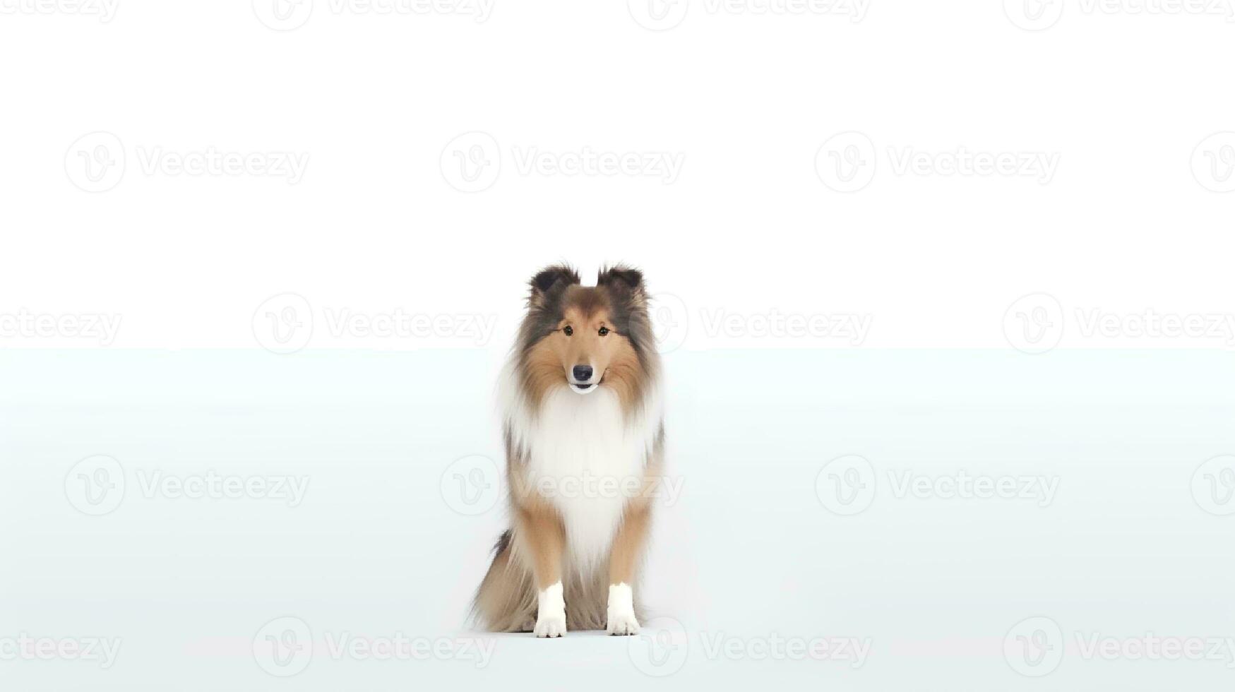 foto do uma rude collie em branco fundo. generativo ai