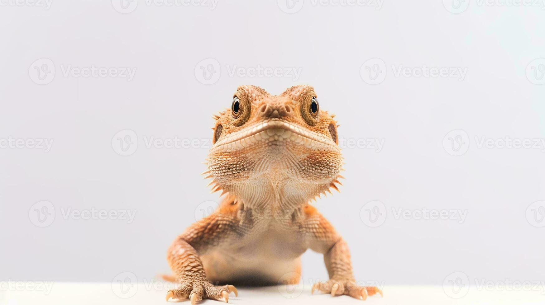 foto do uma barbudo Dragão em branco fundo. generativo ai