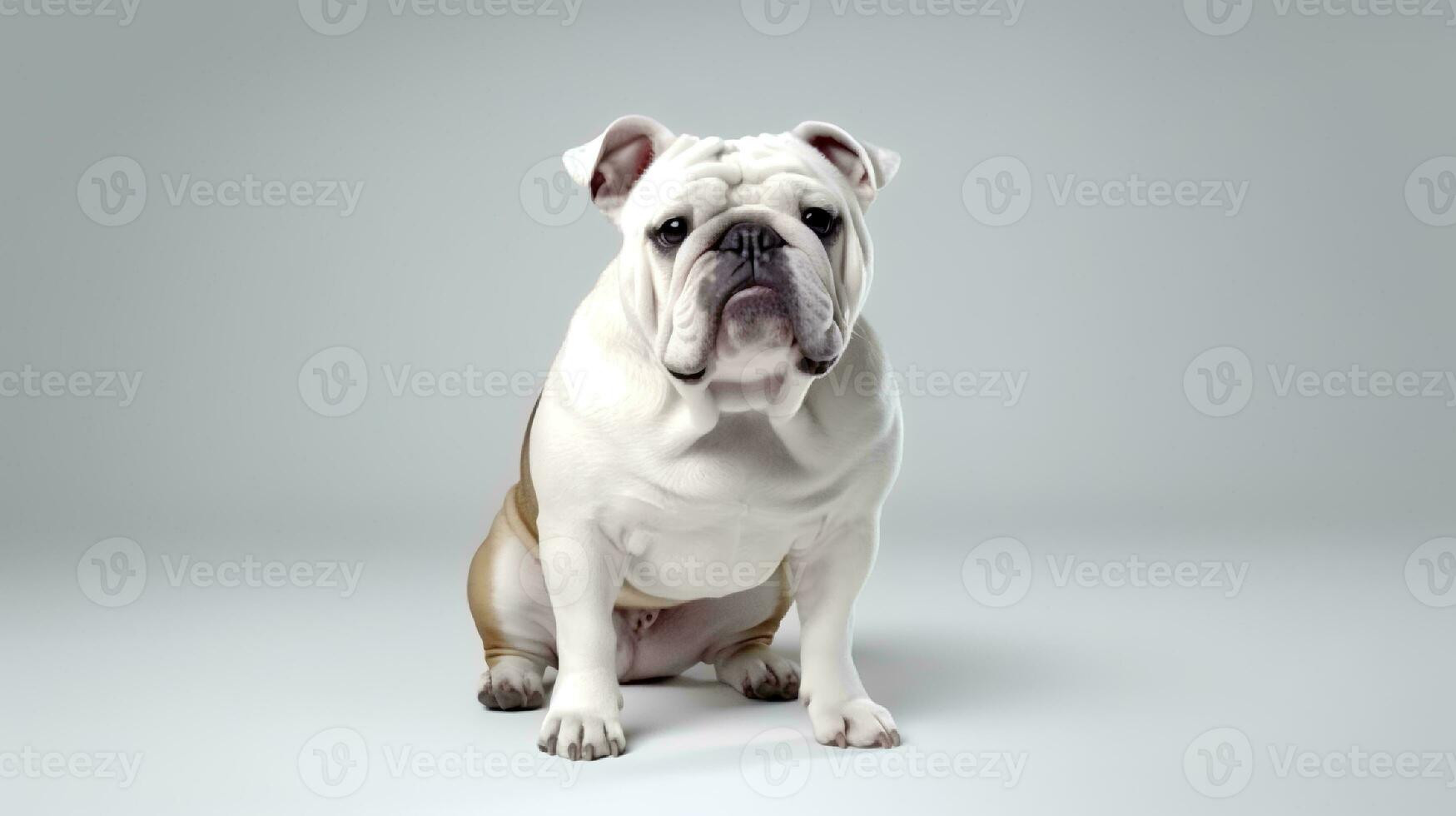 foto do uma buldogue em branco fundo. generativo ai