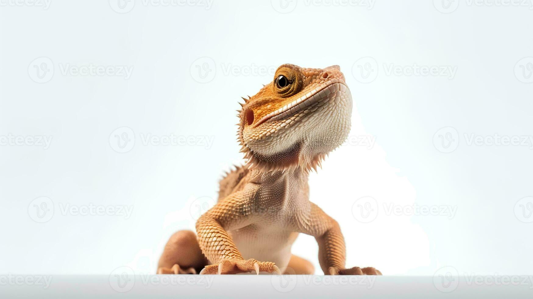 foto do uma barbudo Dragão em branco fundo. generativo ai