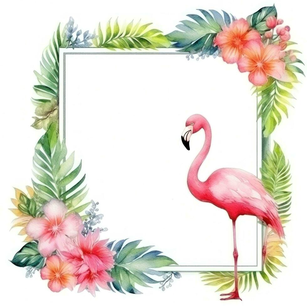 aguarela flamingo quadro, Armação isolado foto