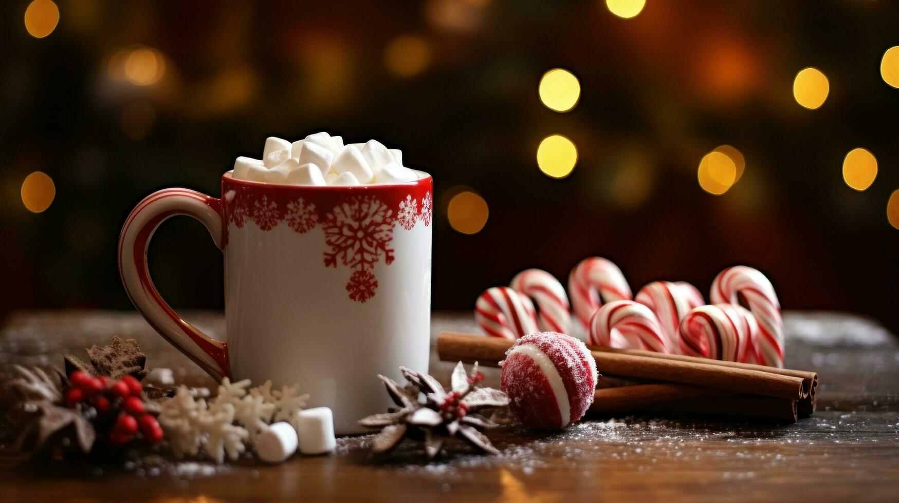 a surpreendente foto do gourmet quente cacau dentro uma lindo Natal caneca