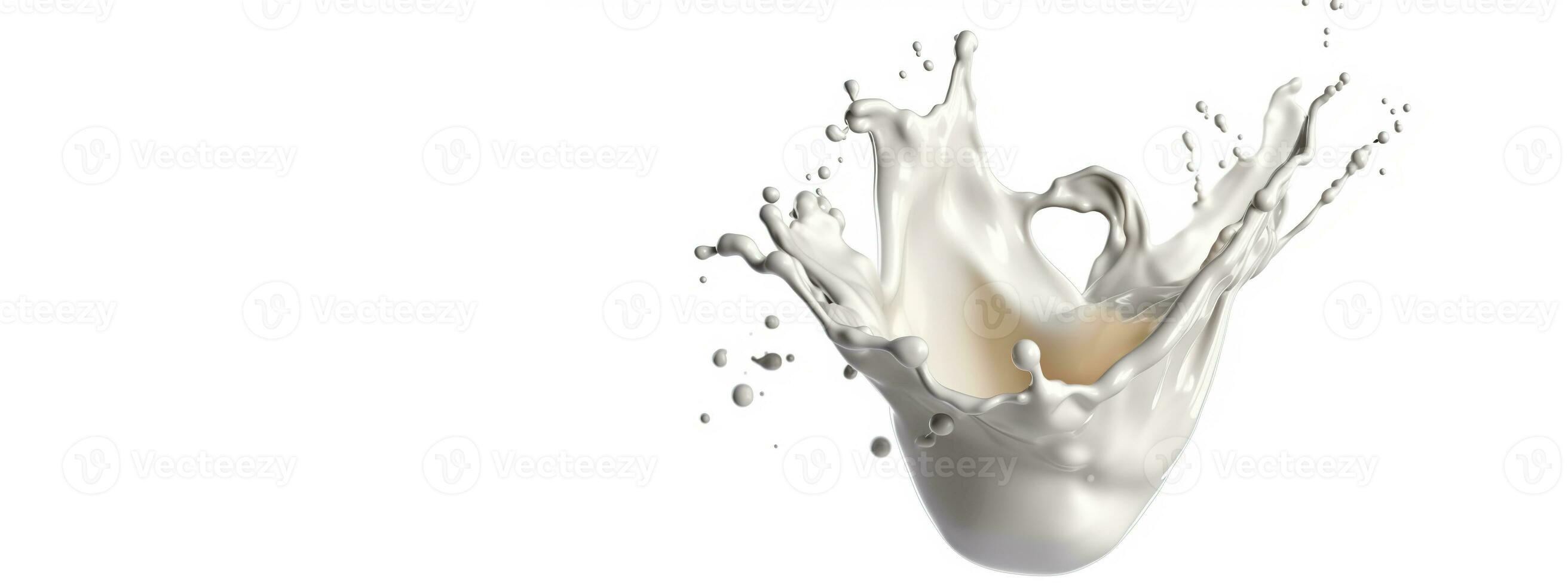 generativo ai, fluindo líquido com salpicos dentro branco cor. lustroso cremoso leite fluido bandeira, 3d efeito, moderno macro fotorrealista abstrato fundo ilustração foto