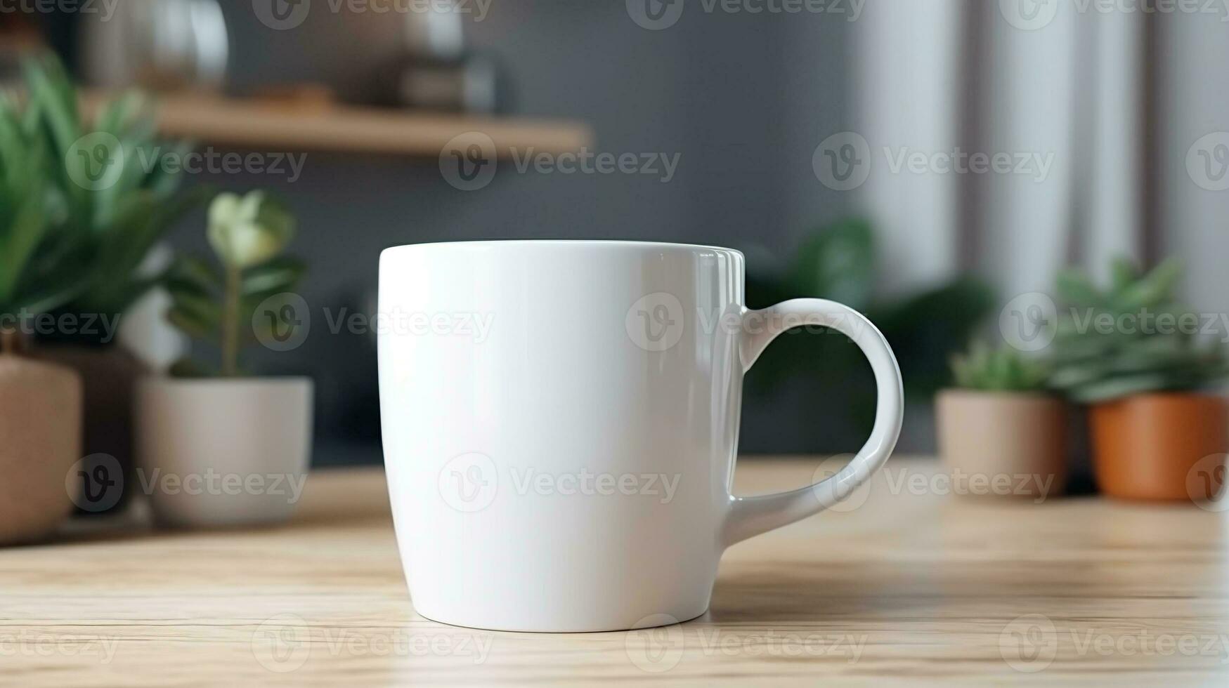 generativo ai, branco cerâmico copo configurar dentro às casa interior, caneca zombar acima em branco. foto