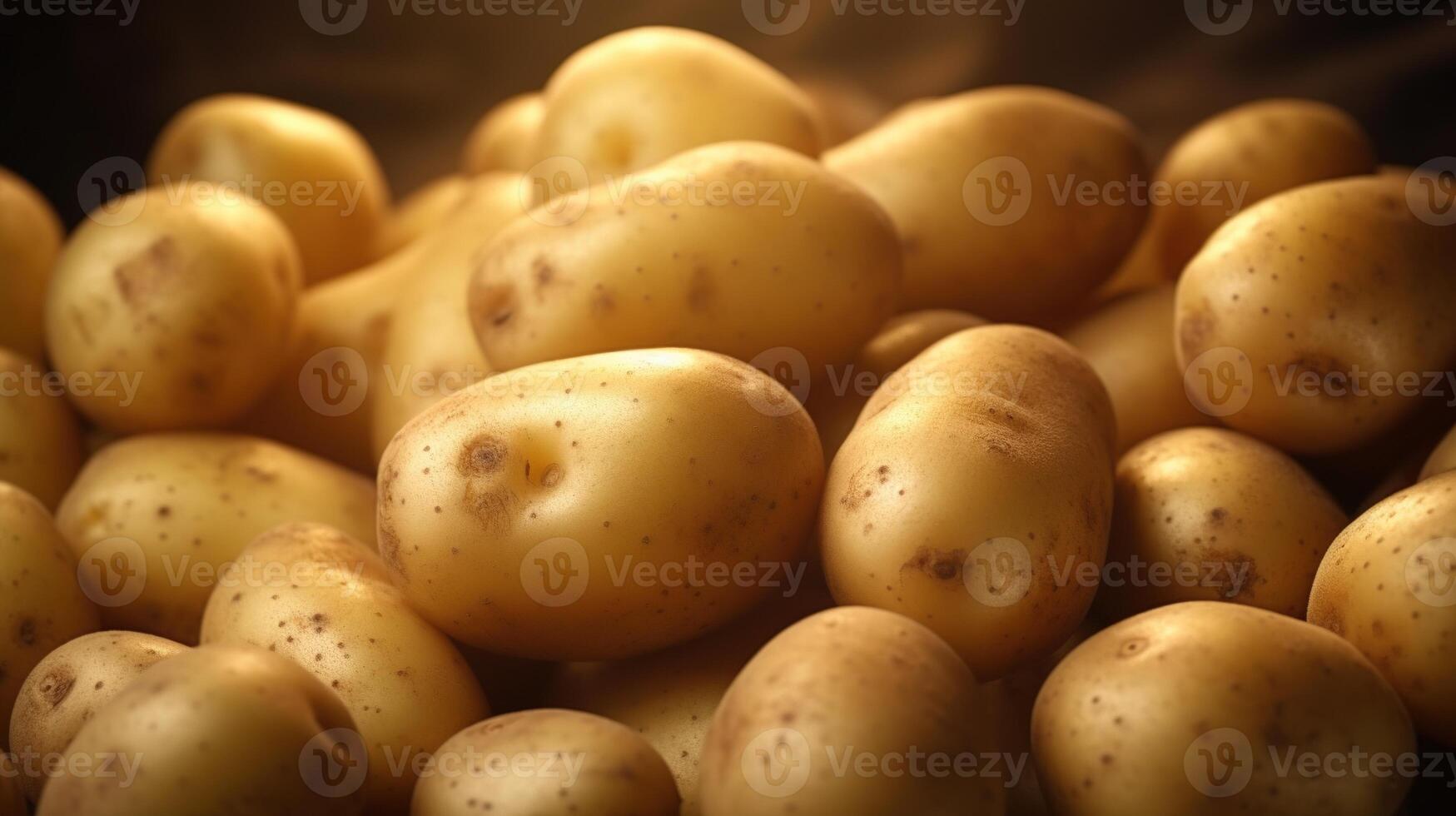 generativo ai, fechar acima fresco orgânico todo batata fundo. agricultores mercado vegetal foto