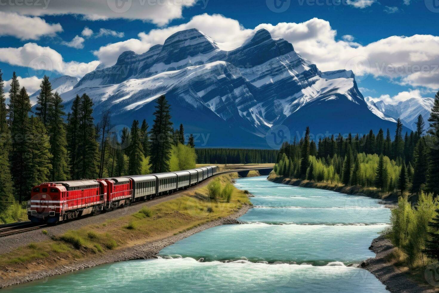 canadense pacífico Ferrovia trem, Canadá. generativo ai foto