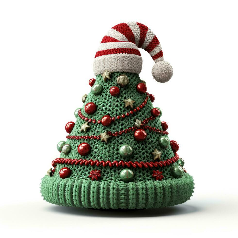 caprichoso Natal árvore duende chapéu isolado em branco fundo foto