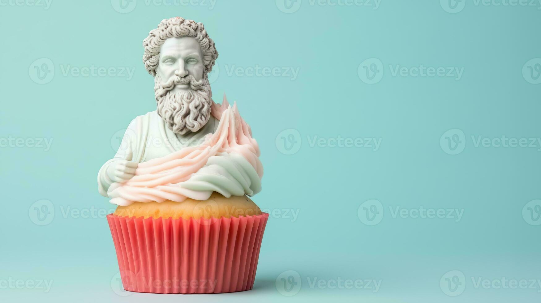 arte escultura do antigo italiano a partir de mármore com uma Bolinho isolado em uma pastel fundo com uma cópia de espaço foto