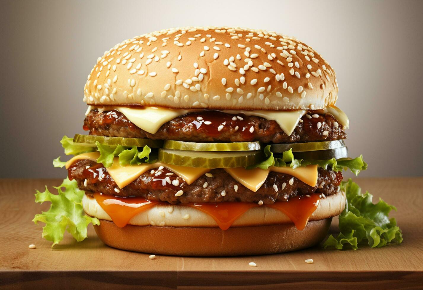 Duplo Hamburger isolado em branco fundo fresco hamburguer velozes Comida com carne e creme queijo realista imagem, ultra hd, Alto Projeto muito detalhado foto