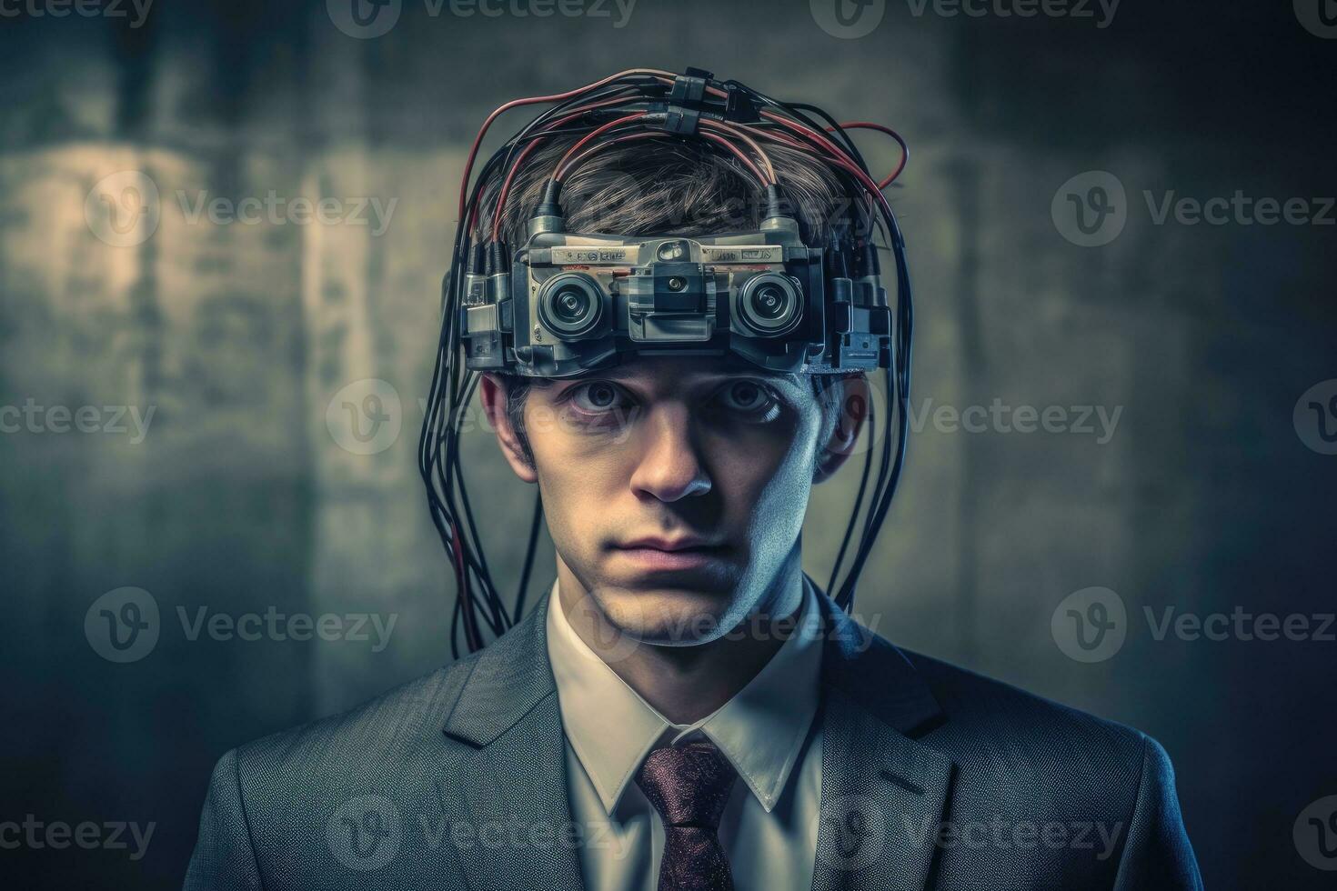 foto do uma pessoa controlando uma computador ou dispositivo com seus mente. generativo ai