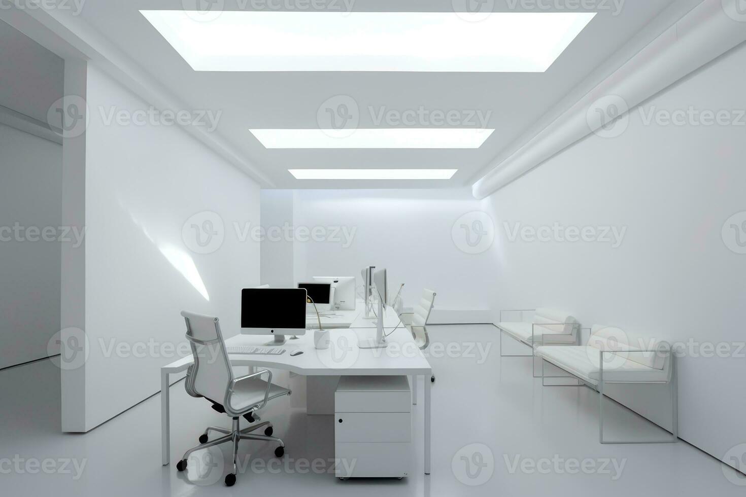a borrado foto do a branco escritório interior. generativo ai