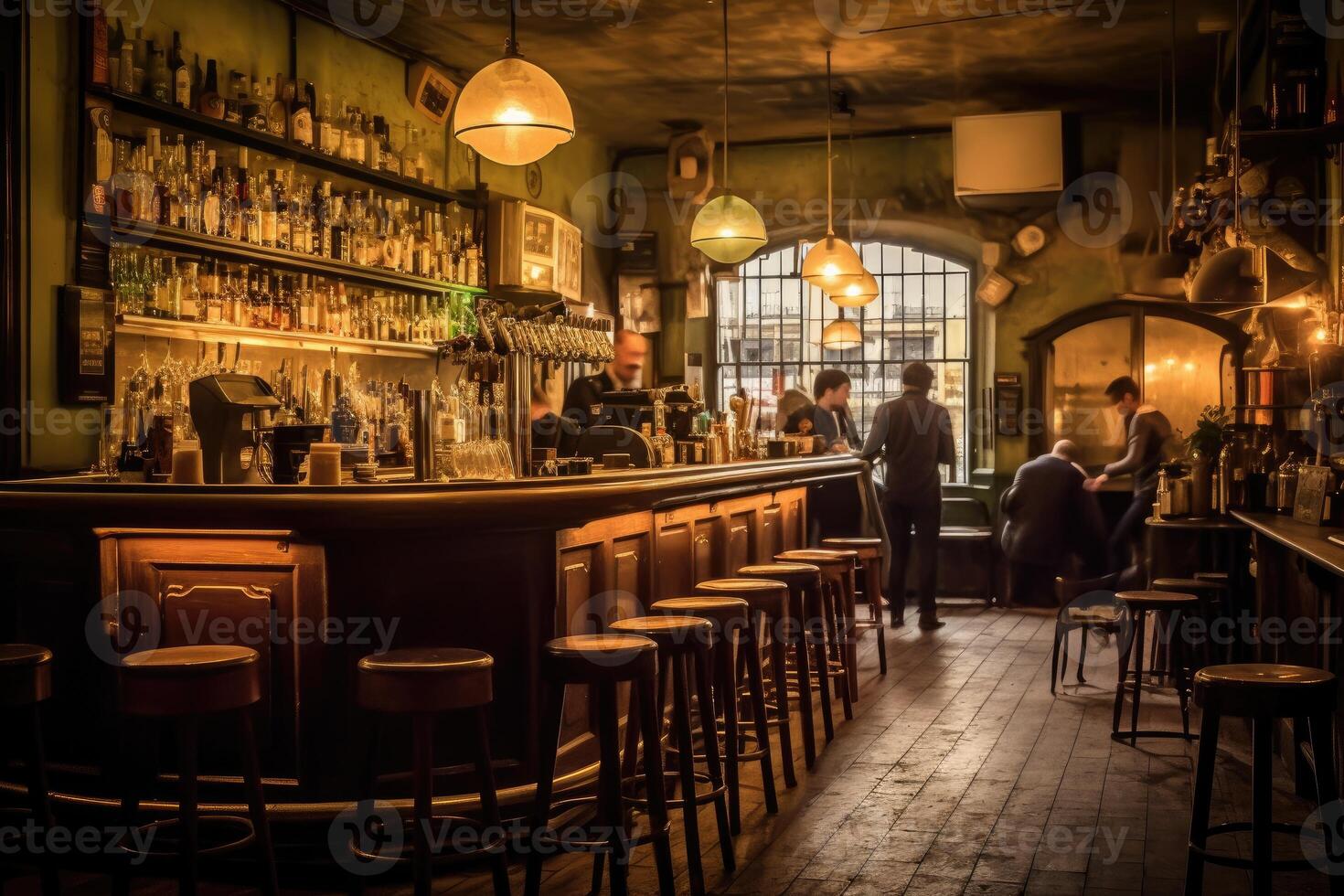 a animado atmosfera do a esvaziar cervejaria bar. generativo ai foto