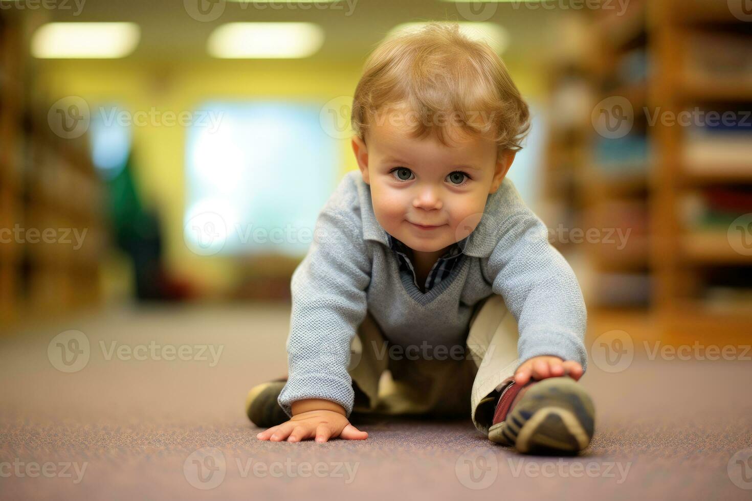 a acima - fechar, sincero tiro do uma criança pequena, pronto para dele primeiro dia às Jardim da infância. generativo ai foto