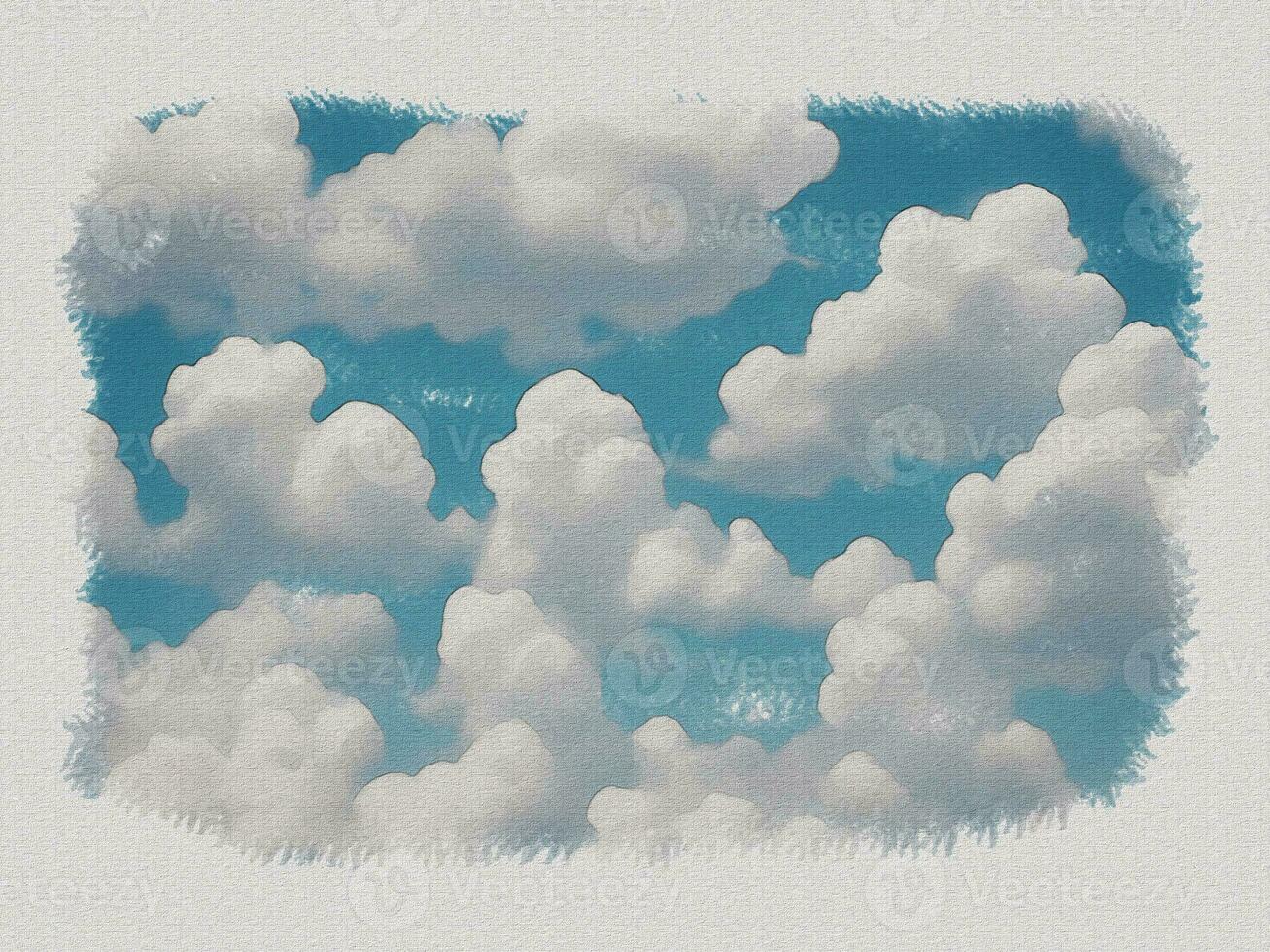 aguarela branco nuvens dentro a céu arte ilustração em branco papel textura fundo foto