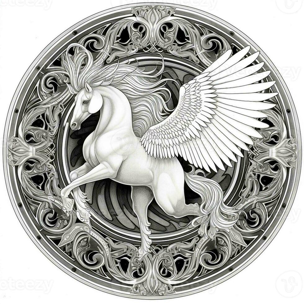 nouveau arte pegasus coloração Páginas foto