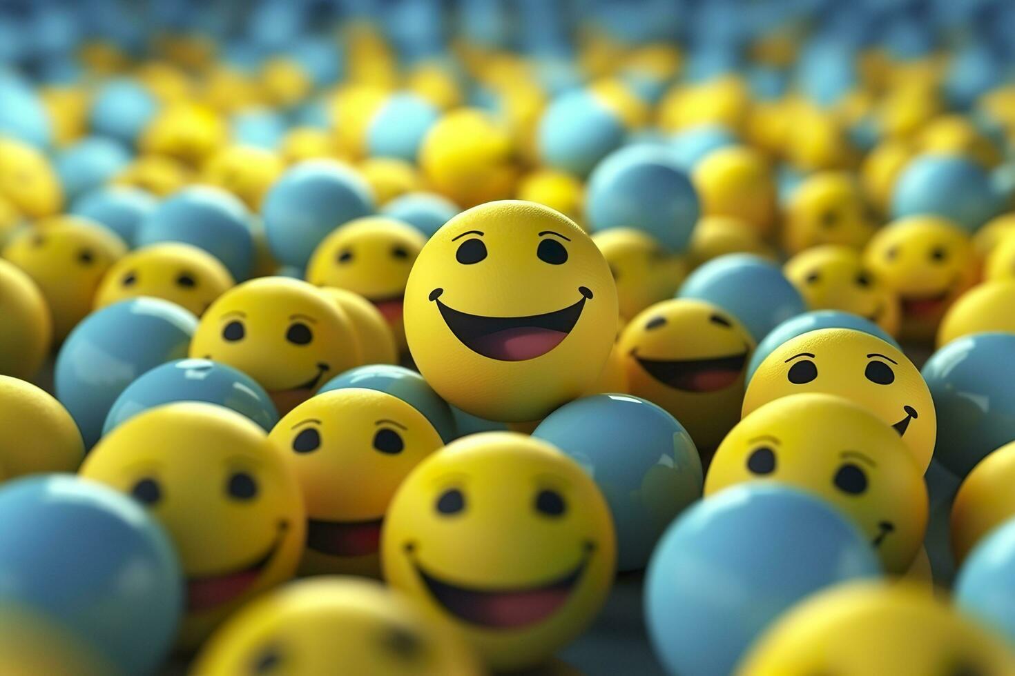 feliz e rindo emoticons 3d Renderização fundo, social meios de comunicação e comunicações conceito. ai generativo foto