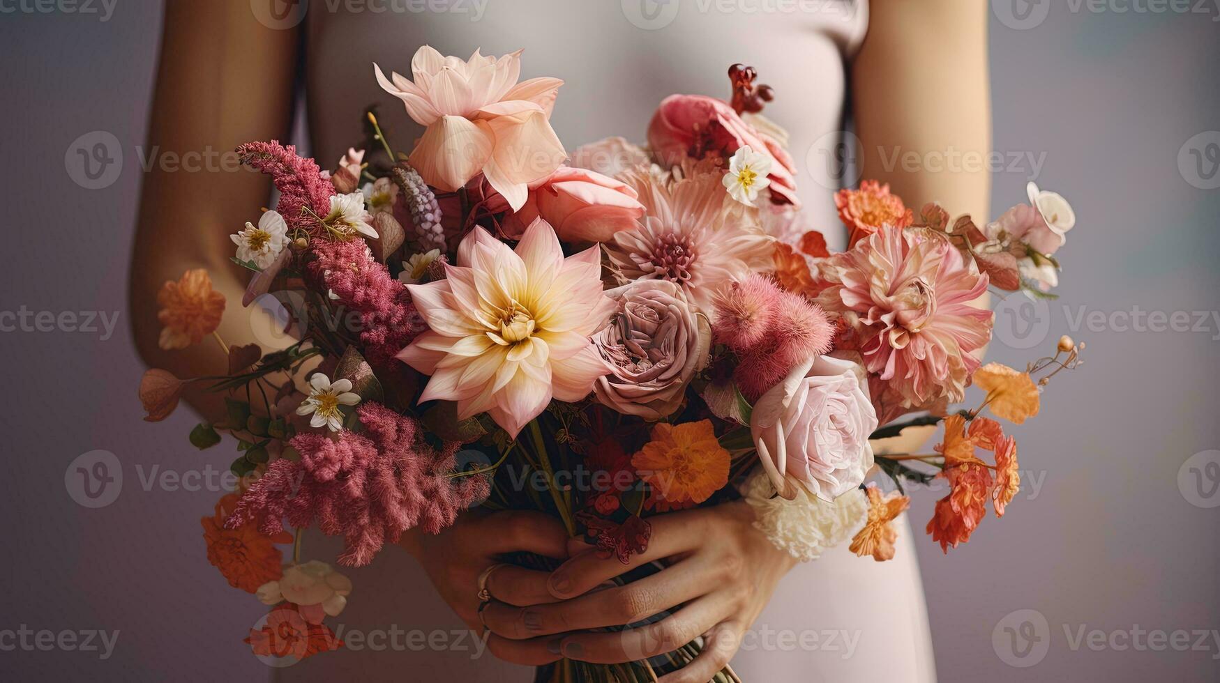 lindo ramalhete do rosas com segurando mãos para uma especial momento com amor, gerado de ai foto