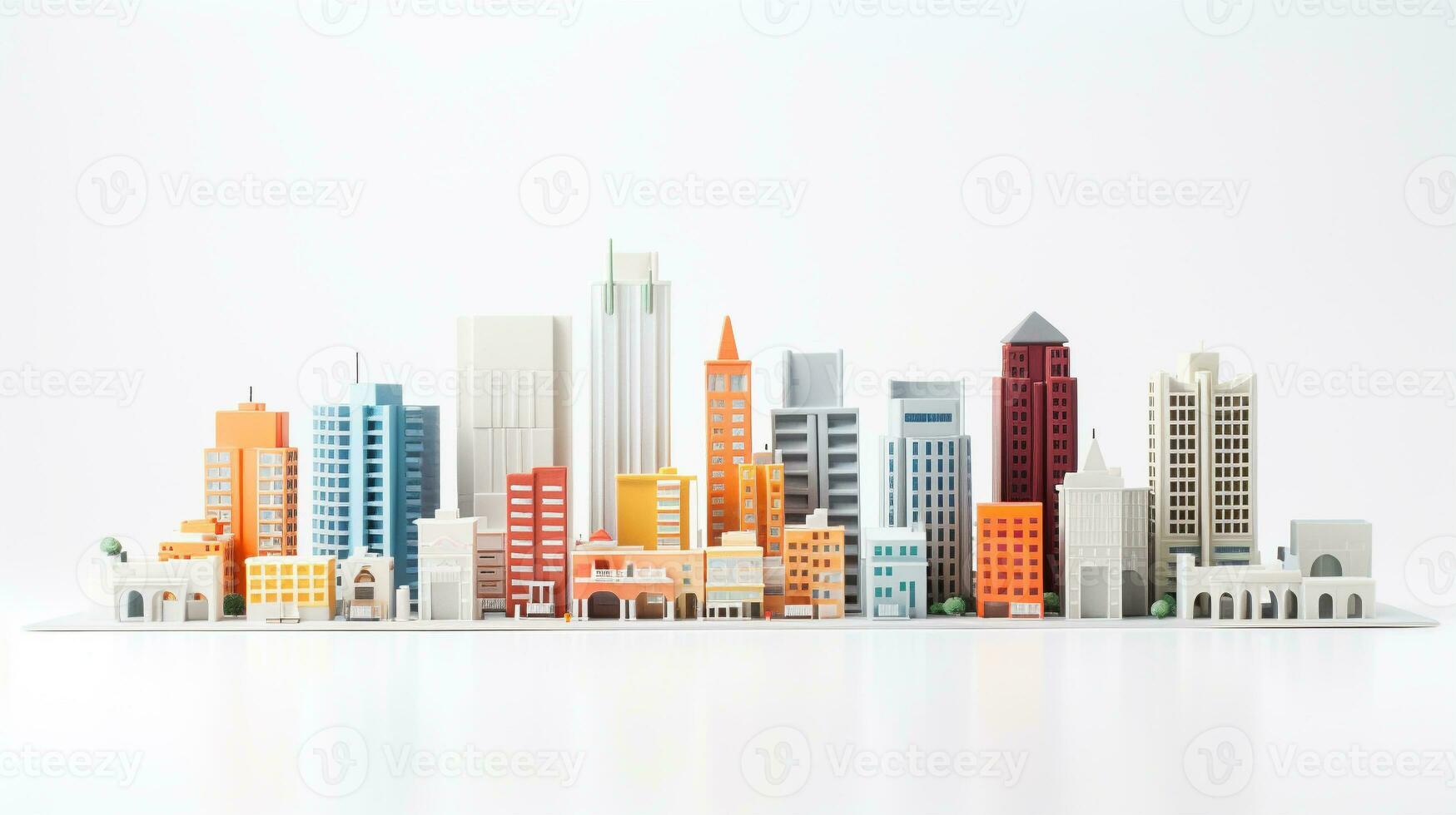 miniatura edifícios em branco fundo. salvando dinheiro e propriedade investimento conceito. generativo ai foto