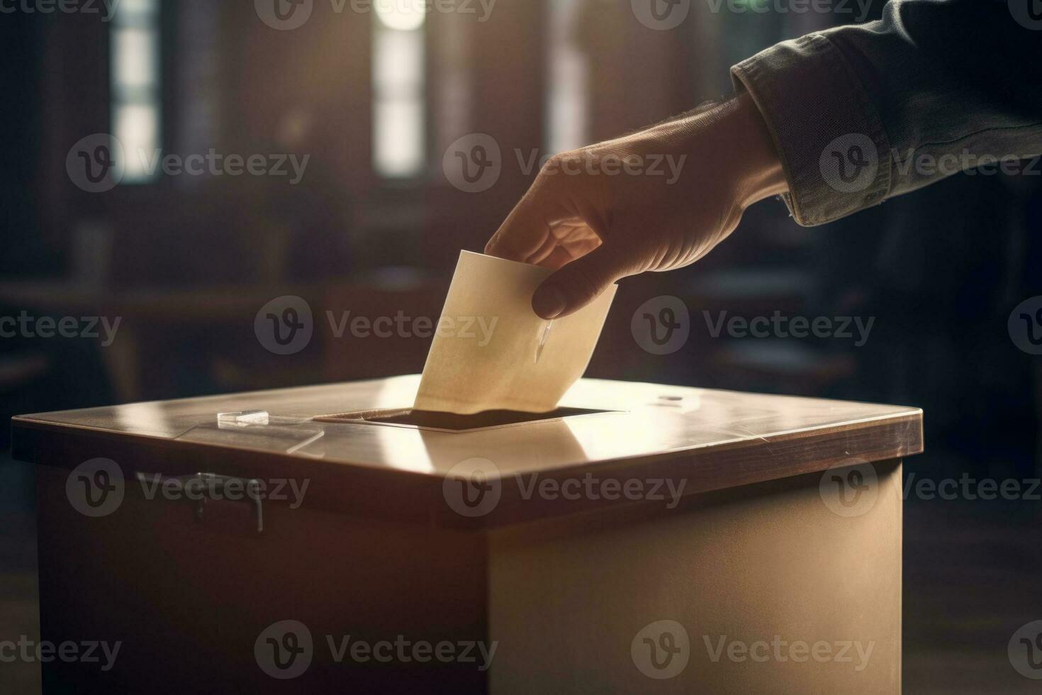 homem eleitor colocando votação para dentro votação caixa. democracia liberdade conceito. generativo ai foto