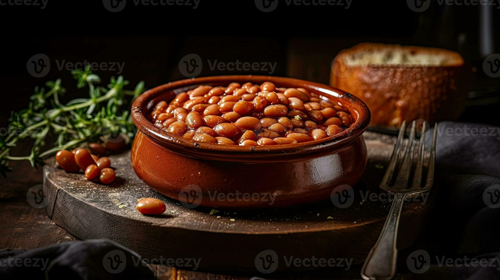 cozido feijões Comida com completo composição e perfeito vendo ângulos e fundo borrão, ai generativo foto