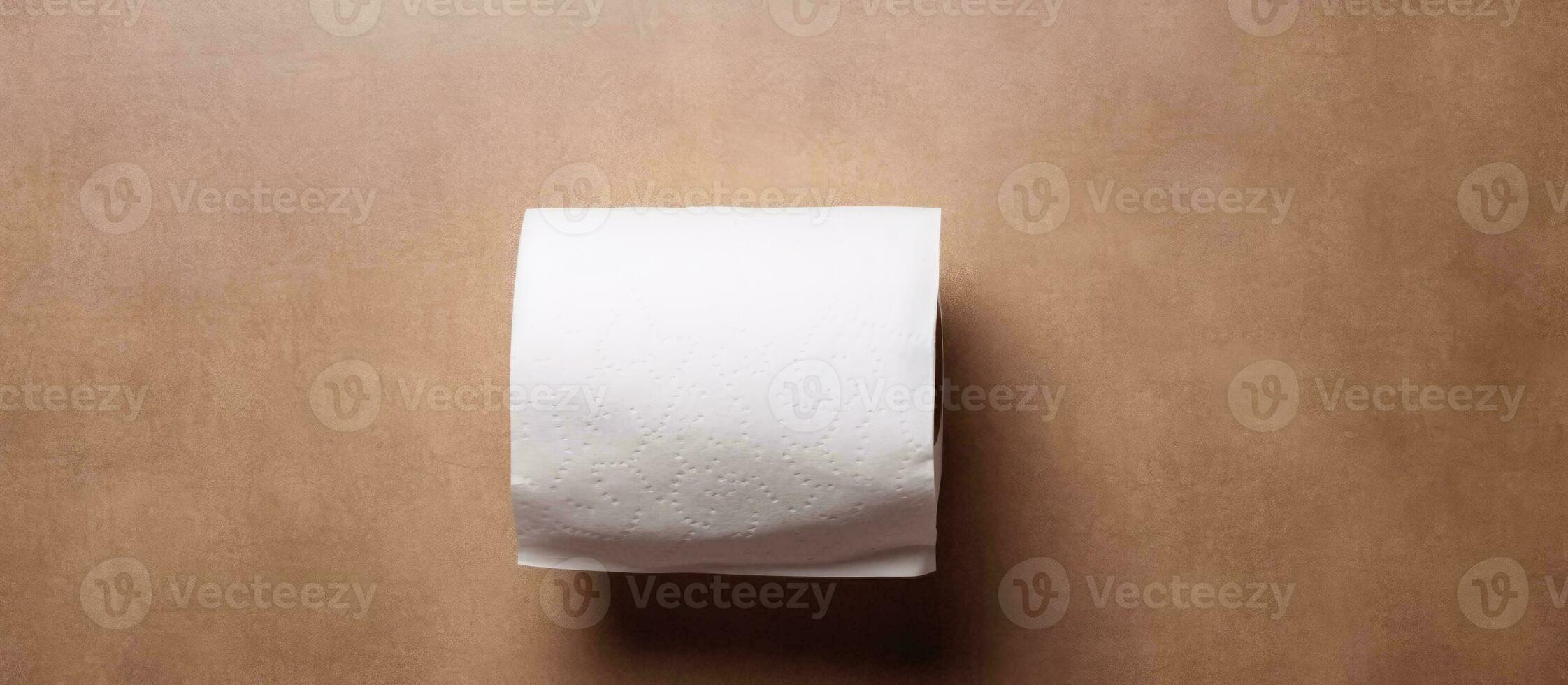 foto do uma lista do banheiro papel em uma Castanho superfície com em branco espaço para texto ou Projeto com cópia de espaço