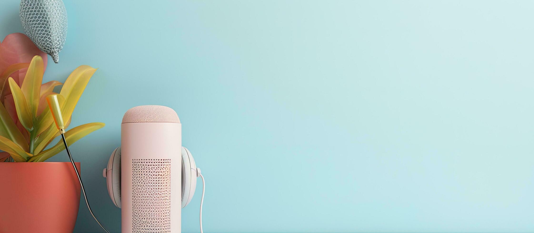 foto do uma telefone e uma plantar em uma mesa com cópia de espaço com cópia de espaço