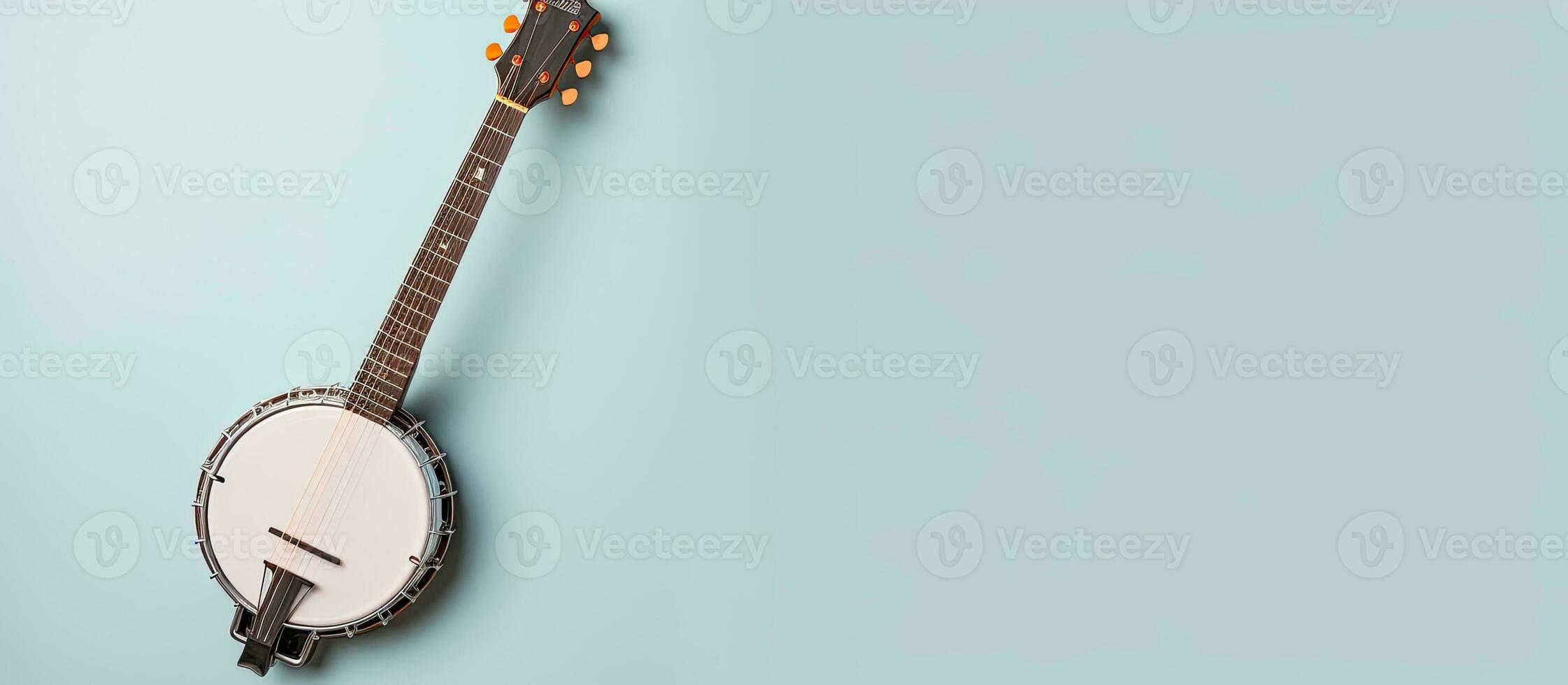 foto do uma guitarra em uma vibrante azul fundo, perfeito para música entusiastas e criativo projetos com cópia de espaço