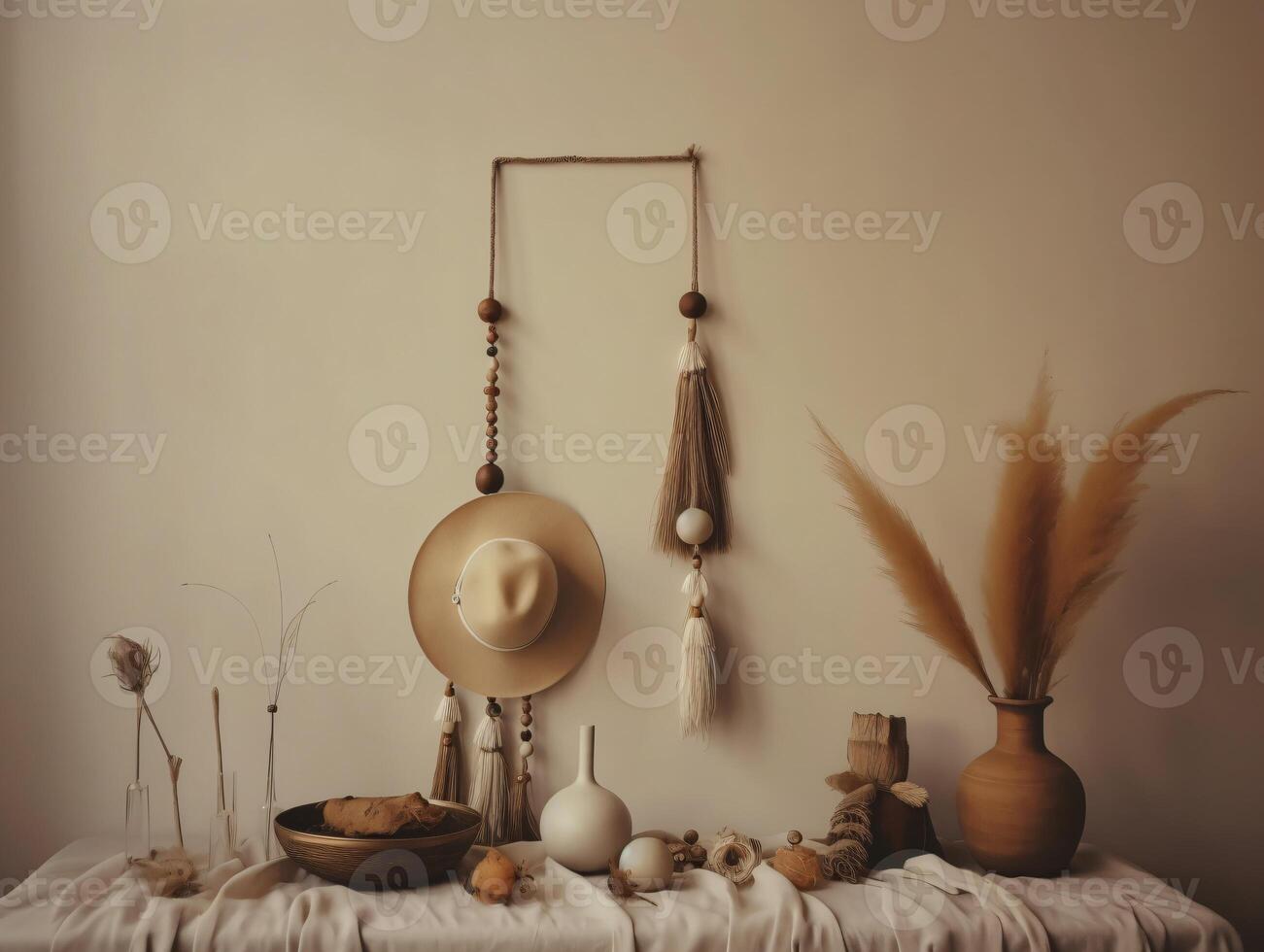 comercial minimalista boho composição com cópia de espaço ai generativo foto