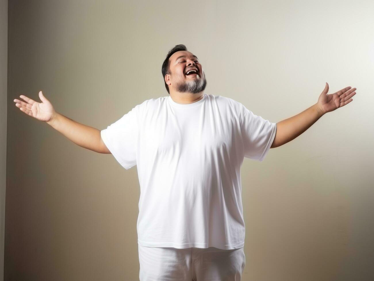 mais Tamanho ásia homem emocional dinâmico pose ai generativo foto