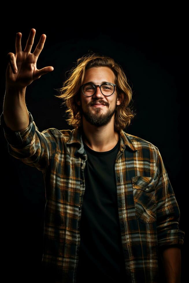 bonito ásia homem emocional dinâmico pose ai generativo foto