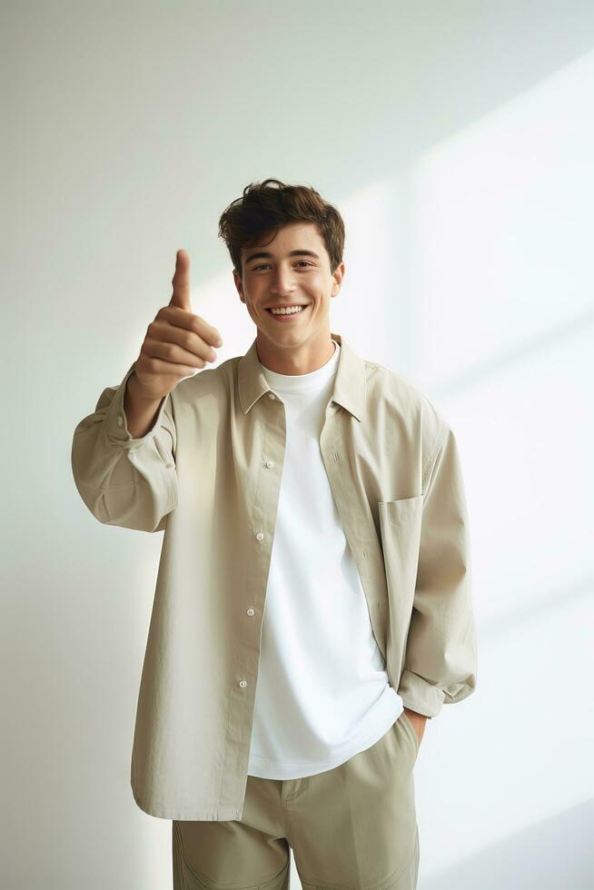 bonito ásia homem emocional dinâmico pose ai generativo foto