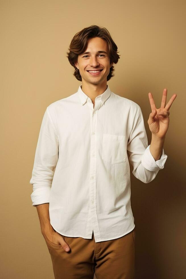 bonito ásia homem emocional dinâmico pose ai generativo foto