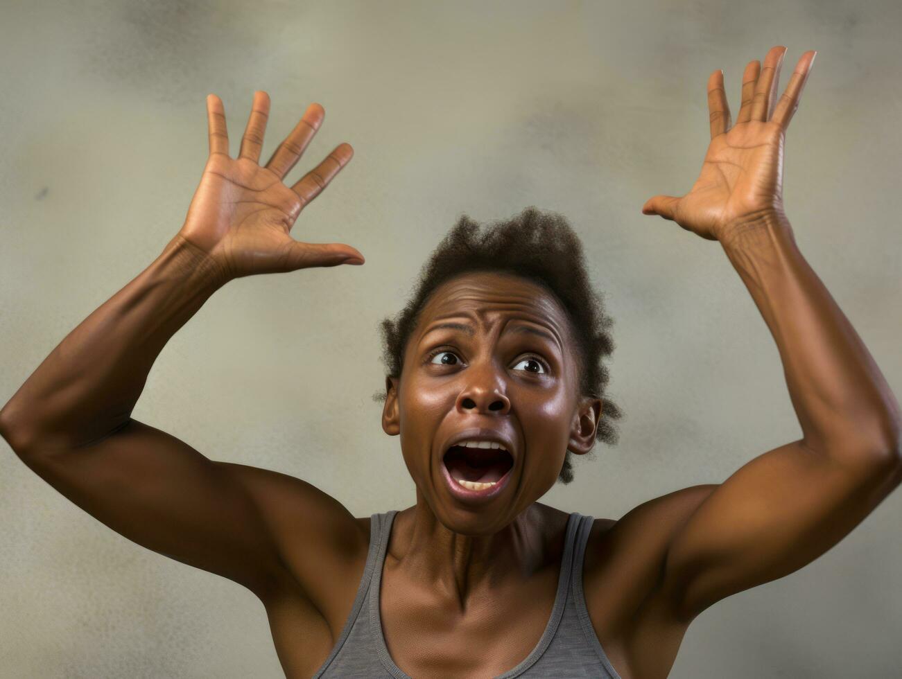 estúdio tiro do africano mulher dinâmico emocional gestos ai generativo foto