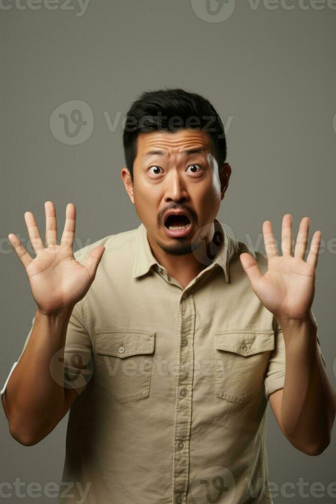 bonito ásia homem emocional dinâmico pose ai generativo foto